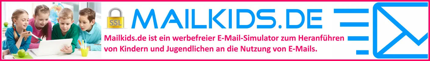 Mailkids.de bietet registrierten Nutzern eine realistische Webmail-Oberfläche, mit der es möglich ist, den Umgang mit E-Mails zu erlernen und zu trainieren, ohne Risiken des echten E-Mail-Verkehrs. Sie werden keine Spammails bekommen und der Versand der Nachrichten erfolgt nur zwischen den Teilnehmern einer Sitzung.